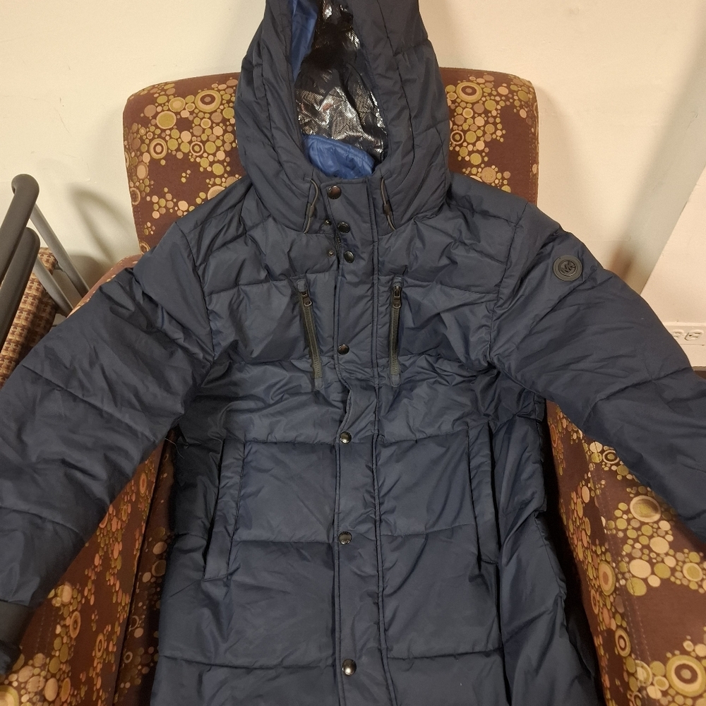 Mens Michael Kors Blue and Silver Puffer Jacket